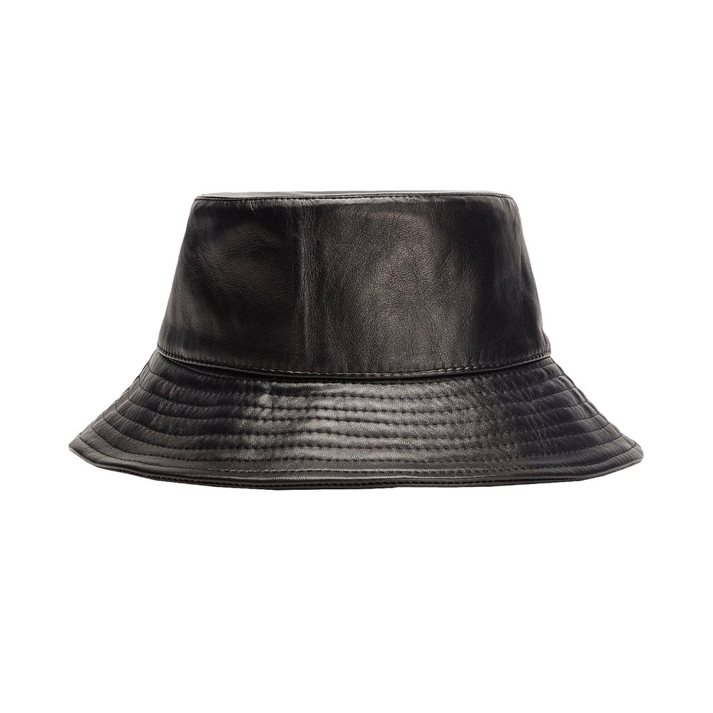 Black 100% Leather Bucket Hat Made In Italy.